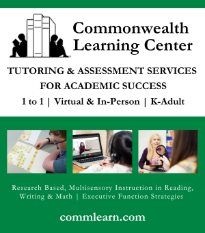Commonwealth Learning Center   Tutoring & Assessement Services for Academic Success. 1:1  Virtual and In Person   K - Adult   Contact (781) 444-5193 or visit www.commlearn.com/ or 